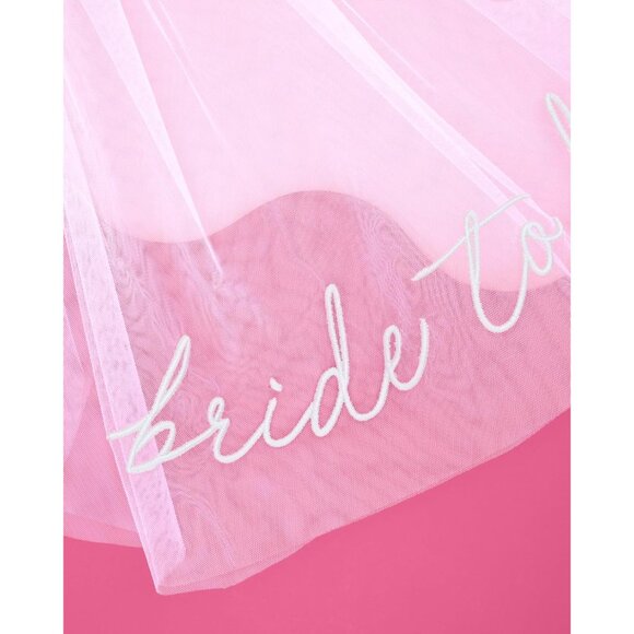 Bachelorette Bride To Be Embroidered Veil | BachParty Accessory For Brides - Picture 2 of 4